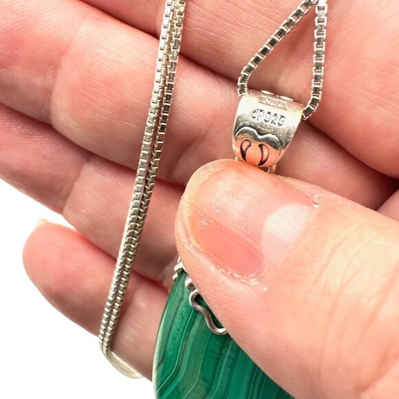 QVC Doug Paulus DP Womens Necklace Sterling Silver Malachite Pendant - Picture 4 of 5